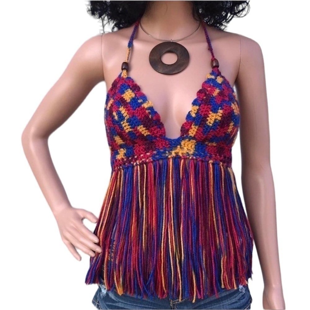 Funky 70s inspired halter top size S/M